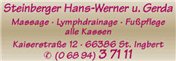 Logo von Steinberger Hans-Werner  Massagepraxis