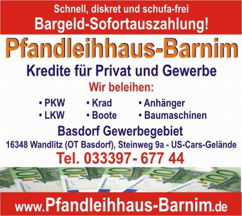 Firmengebäude Auto Kfz Pfandleihhaus Barnim