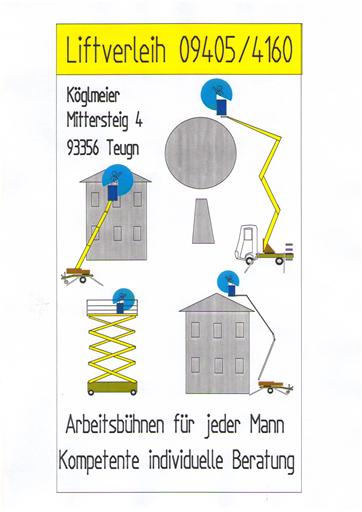 Firmengebäude Arbeitsbühnen Köglmeier 09405/4160